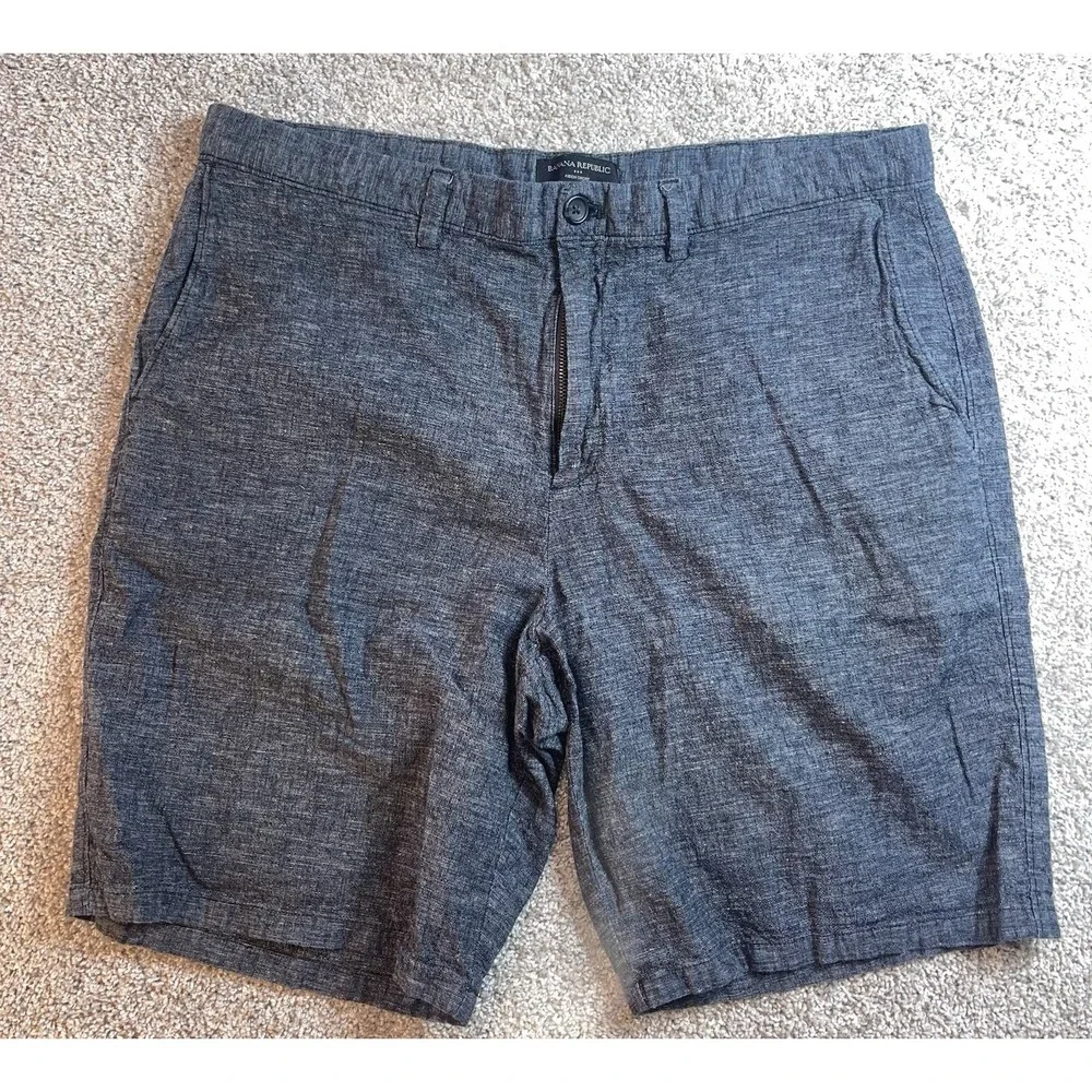Banana Republic‎ Mens Linen Blend Aiden Short Preppy Casual Size 38 Charcoal